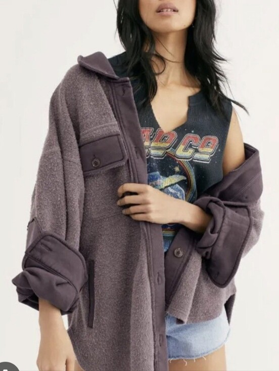 Free People Jackets & Blazers - Free People Ruby Lightweight Fleece Shirt Jacket - Smoky Purple